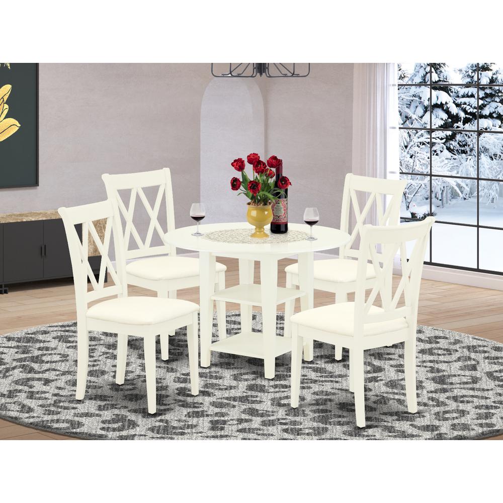 Dining Room Set Linen White, SUCL5-LWH-C. Picture 2