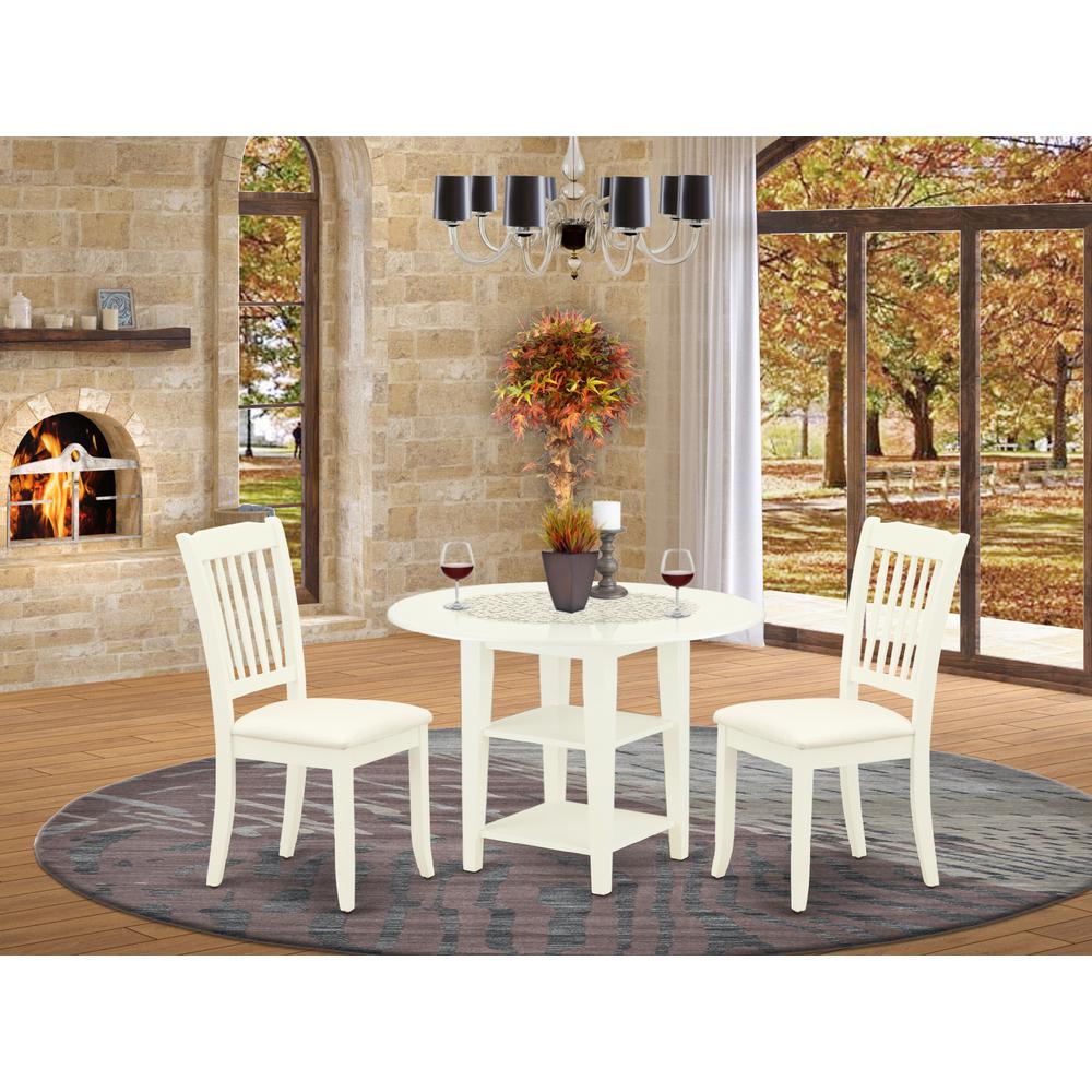Dining Room Set Linen White, SUDA3-LWH-C. Picture 2
