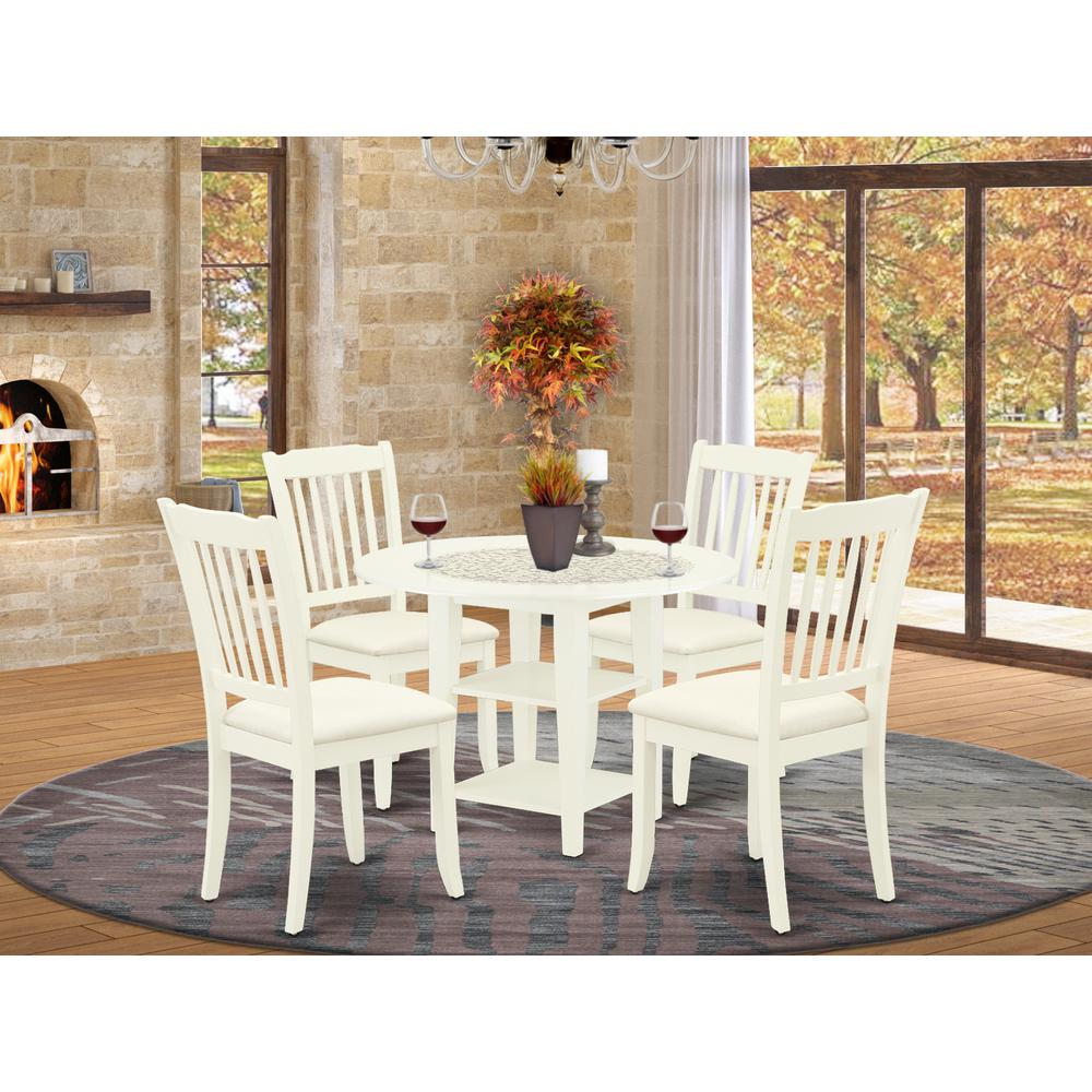 Dining Room Set Linen White, SUDA5-LWH-C. Picture 2