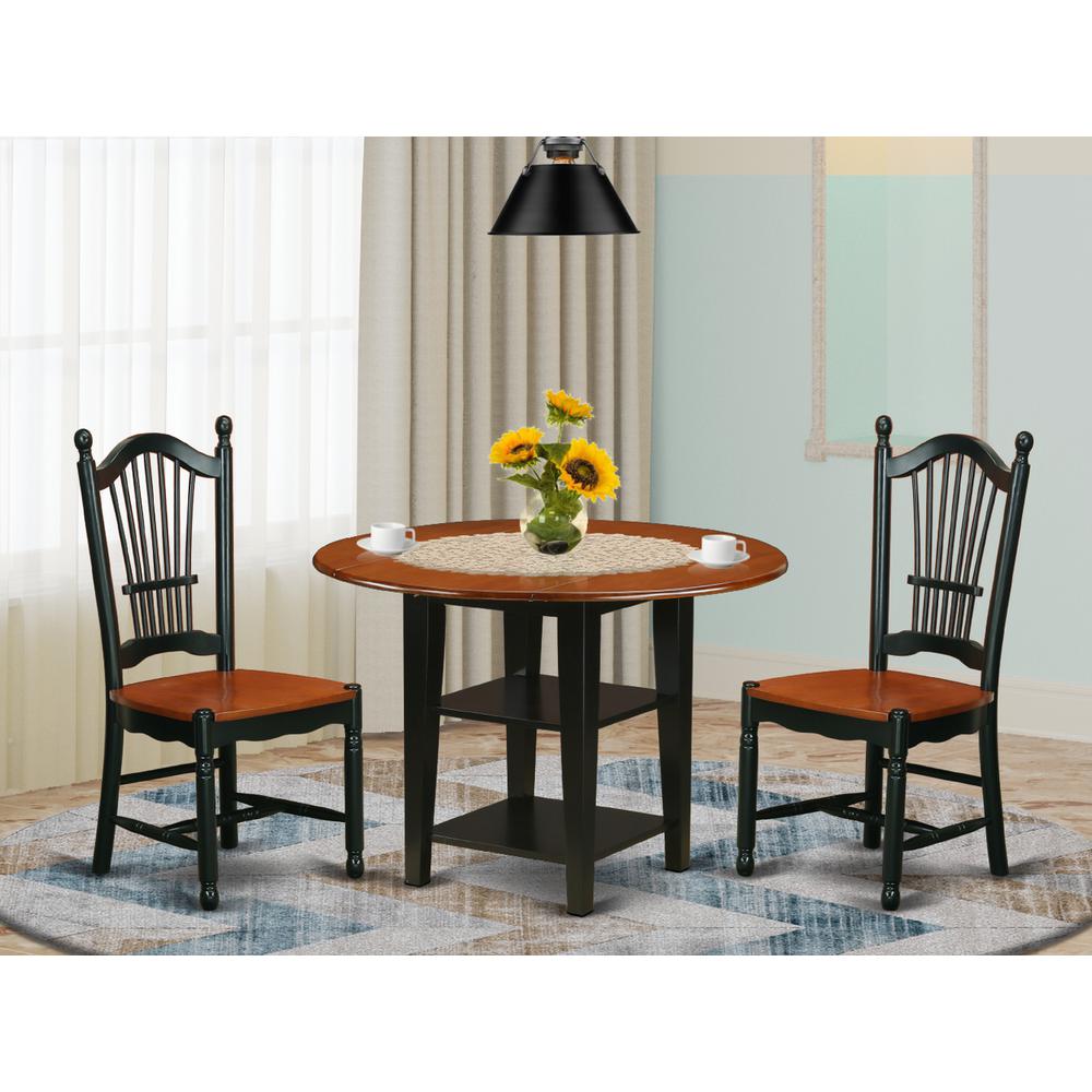 Dining Room Set Black & Cherry, SUDO3-BCH-W. Picture 2