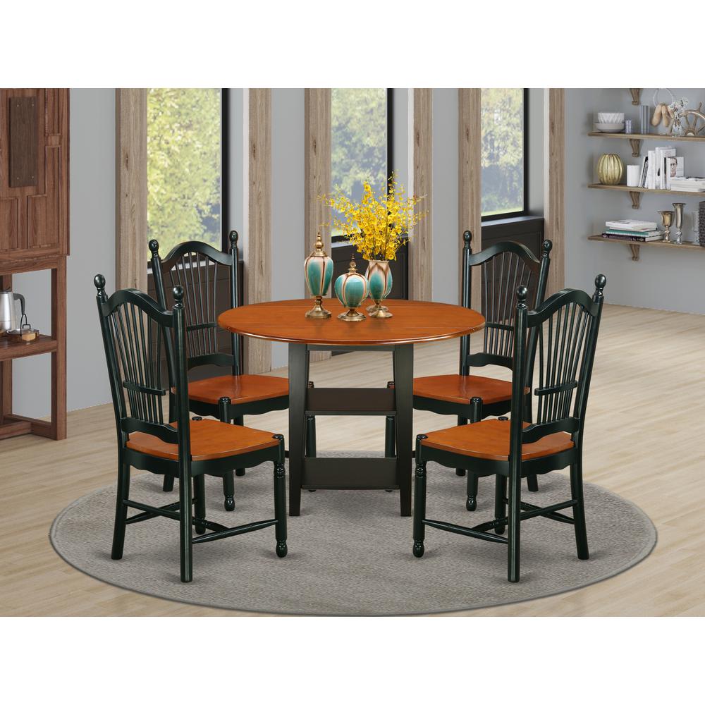 Dining Room Set Black & Cherry, SUDO5-BCH-W. Picture 2