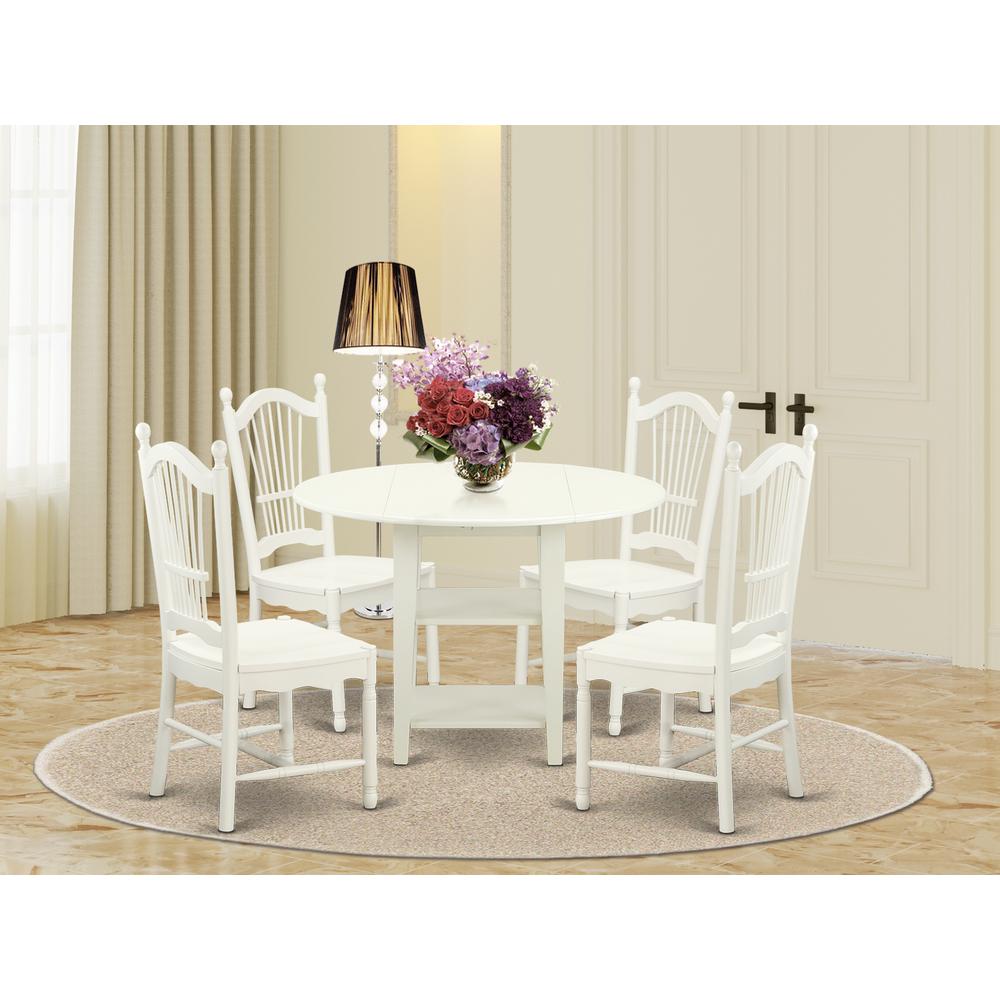 Dining Room Set Linen White, SUDO5-LWH-W. Picture 2