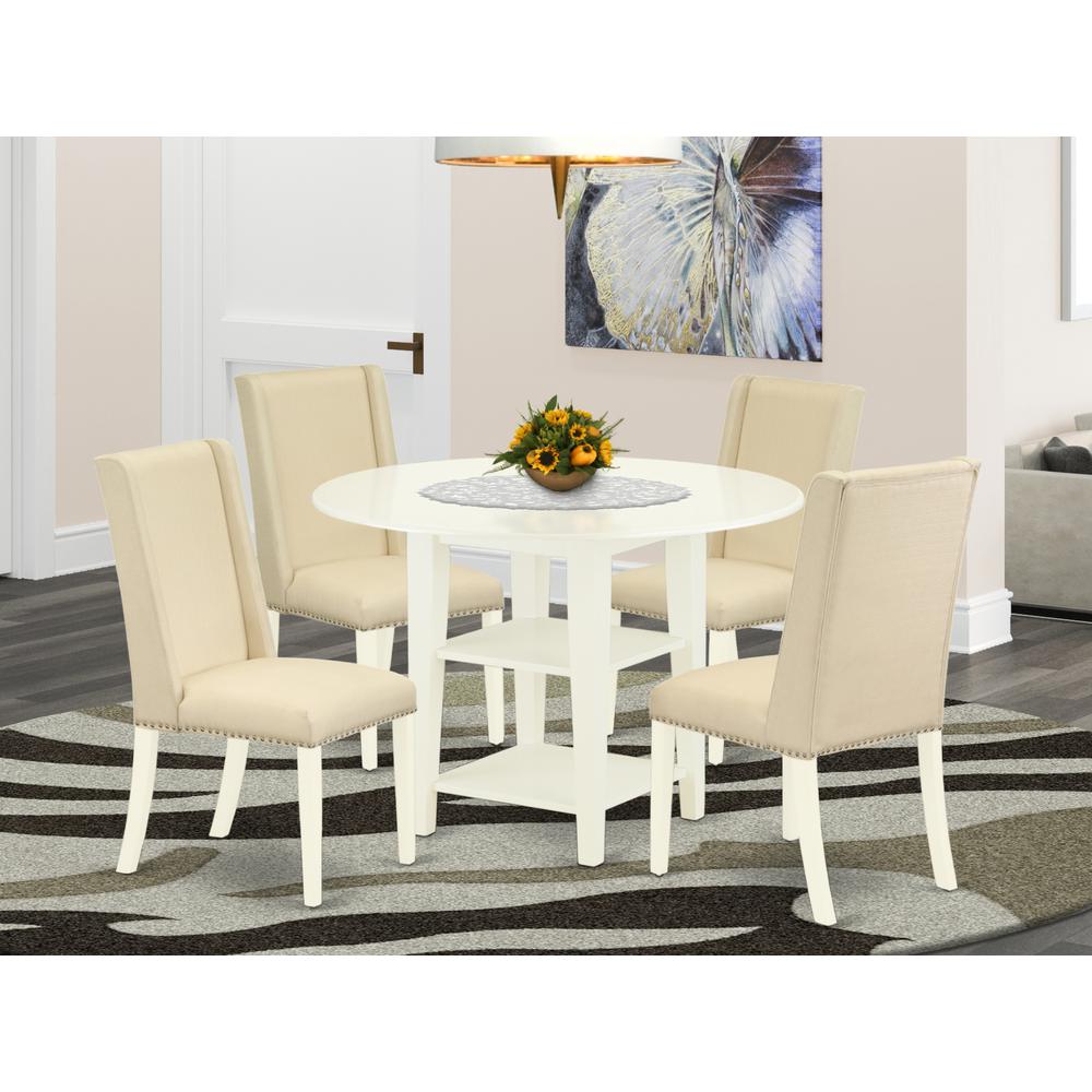 Dining Room Set Linen White, SUFL5-LWH-01. Picture 2