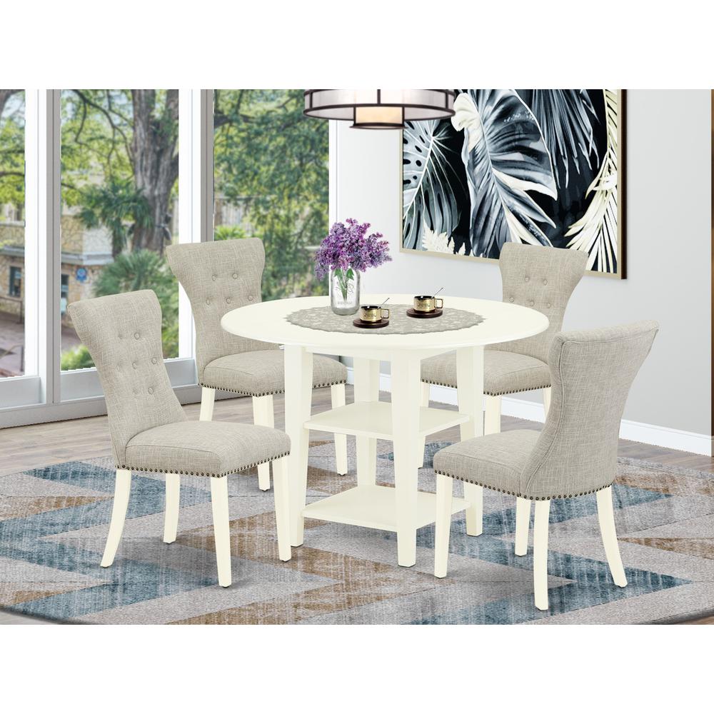 Dining Room Set Linen White, SUGA5-LWH-35. Picture 2