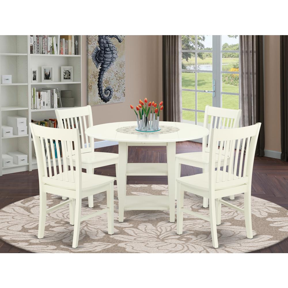 Dining Room Set Linen White, SUNO5-LWH-W. Picture 2