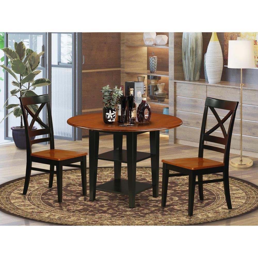 Dining Room Set Black & Cherry, SUQU3-BCH-W. Picture 2