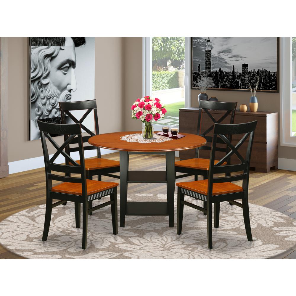 Dining Room Set Black & Cherry, SUQU5-BCH-W. Picture 2