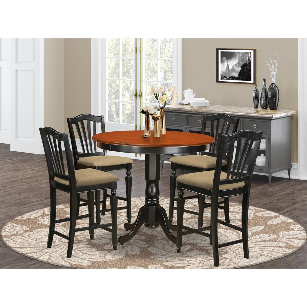TRCH5-BLK-C 5 PC counter height Table and chair set-pub Table and 4 Kitchen bar stool. Picture 2