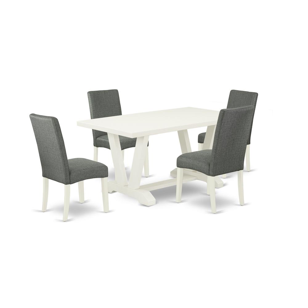 East West Furniture V026DR207-5 - 5-Piece Dining Room Table Set - 4 Parson Dining Chairs and a Rectangular Table Hardwood Structure. Picture 1