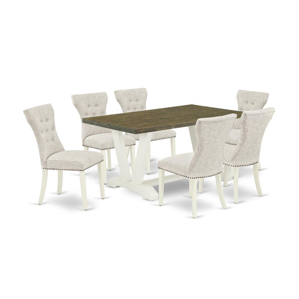 East West Furniture V076Ga235-7 - 7-Piece Small Dining Table Set - 6 Parson Dining Room Chairs and a Rectangular Dinette Table Hardwood Frame. Picture 1
