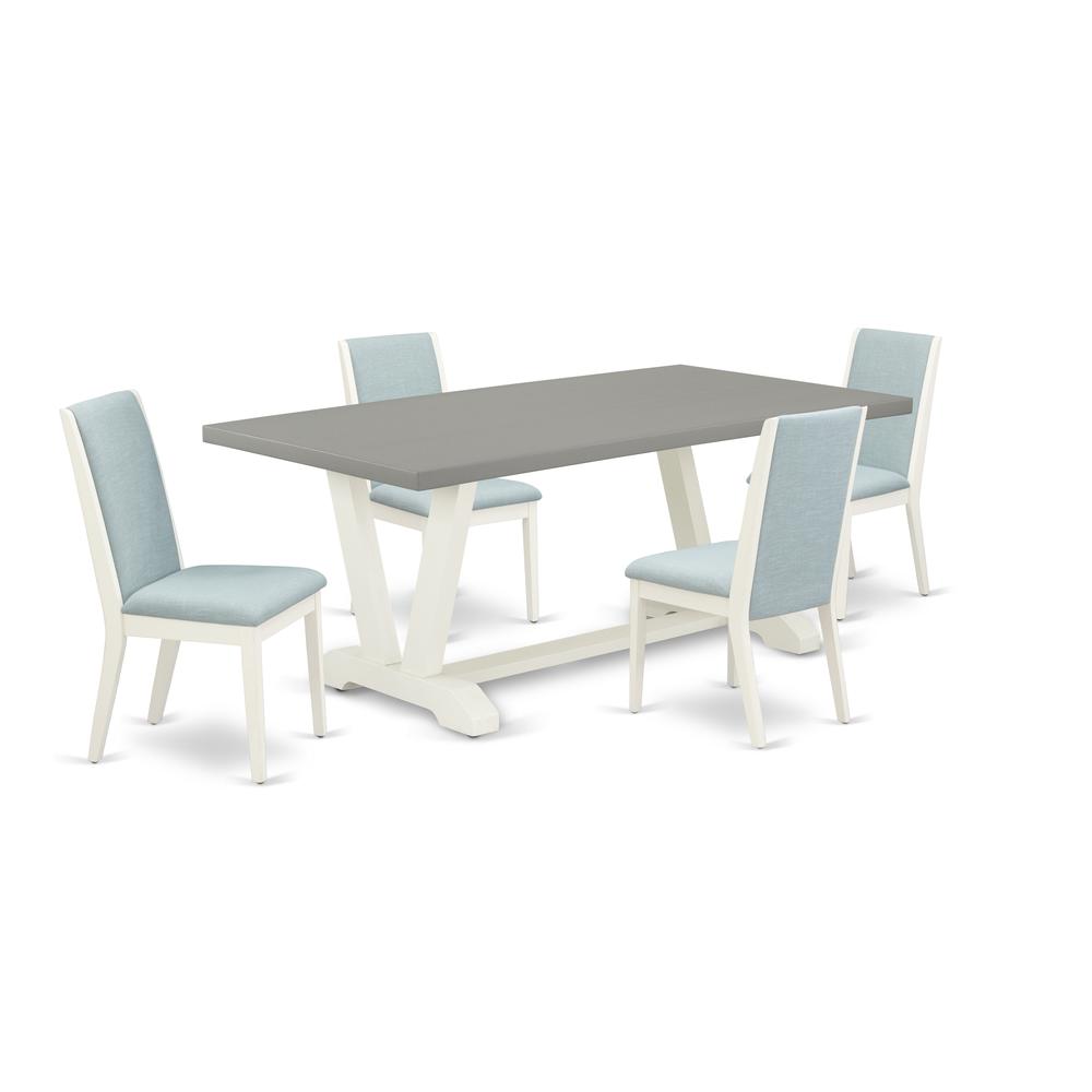 East West Furniture V097LA015-5 5-Piece Beautiful Dining Room Table Set an Outstanding Cement Color Kitchen Rectangular Table Top and 4 Stunning Linen Fabric Parson Chairs with Stylish Chair Back, Lin. Picture 1