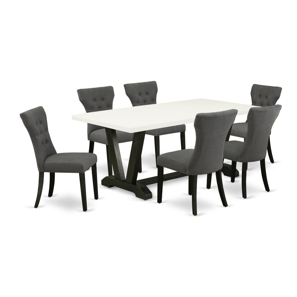 East West Furniture V626Ga650-7 - 7-Piece Dining Room Set - 6 Parson Dining Chairs and Dining Room Table Solid Wood Structure. Picture 1