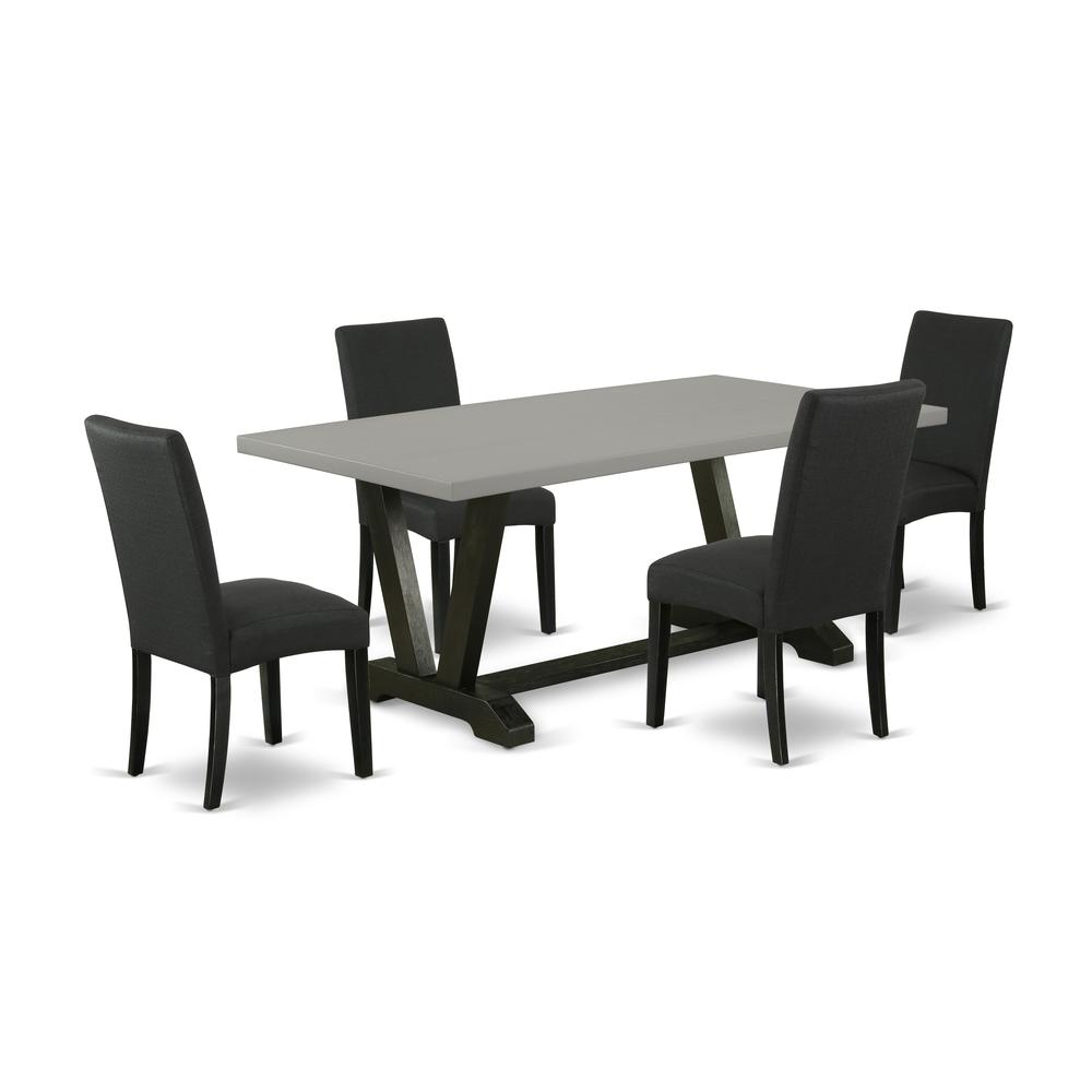 East West Furniture V697DR124-5 - 5-Piece Dining Room Set - 4 Parson Chairs and a Rectangular Small Dining Table Hardwood Frame. Picture 1