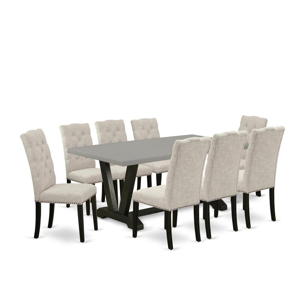East West Furniture V697EL635-9 - 9-Piece Kitchen Dining Table Set - 8 Parson Chairs and a Rectangular Dining Table Hardwood Frame. Picture 1
