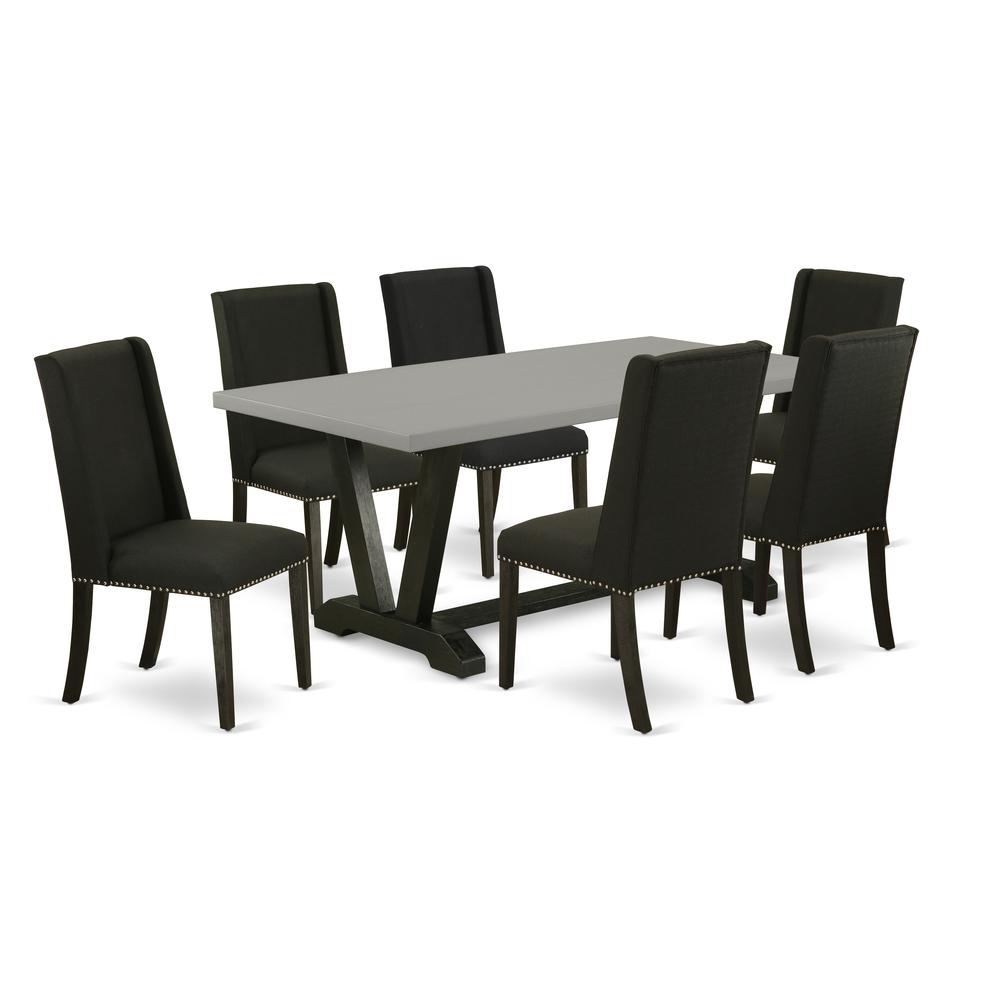East West Furniture V697FL624-7 - 7-Piece Kitchen Set - 6 Parson Chair and a Dining Room Table Solid Wood Frame. Picture 1