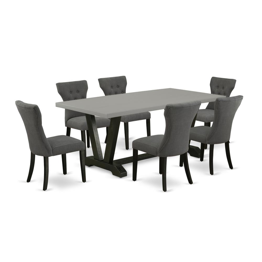East West Furniture V697Ga650-7 - 7-Piece Dining Room Table Set - 6 Dining Chairs and Small a Rectangular Table Hardwood Structure. Picture 1
