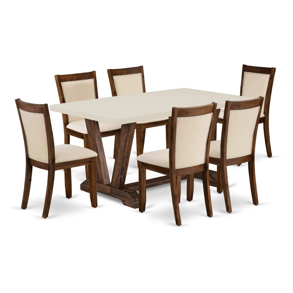 7-Pc Dinette Set-6 Chairs & 1 Table Top with High Chair Back-Linen