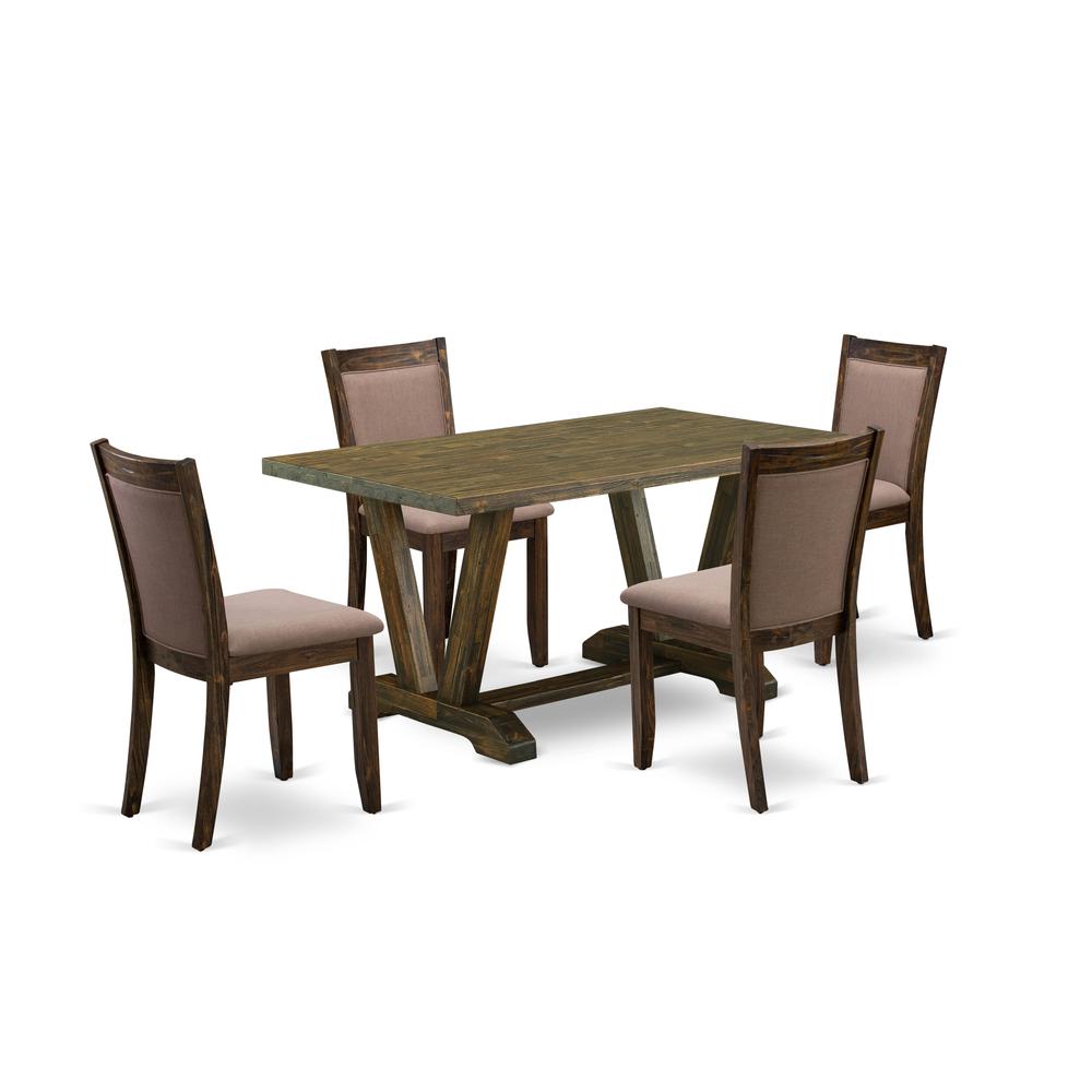 V776MZ748-5 - 5-Pc Dinette Set - 4 dining room chairs and 1 Dining Table (Distressed Jacobean Finish). Picture 2