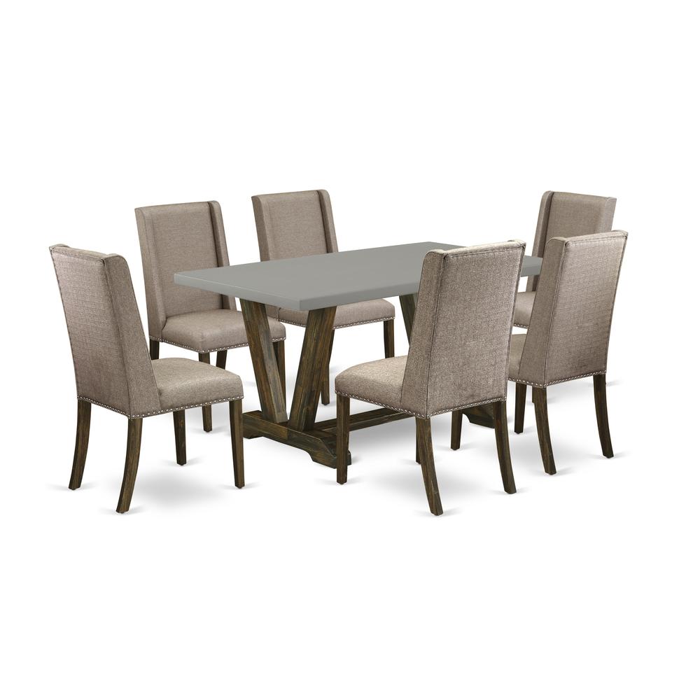 East West Furniture V796FL716-7 - 7-Piece Kitchen Table Set - 6 Parson Chairs and a Rectangular Kitchen Table Hardwood Structure. Picture 1