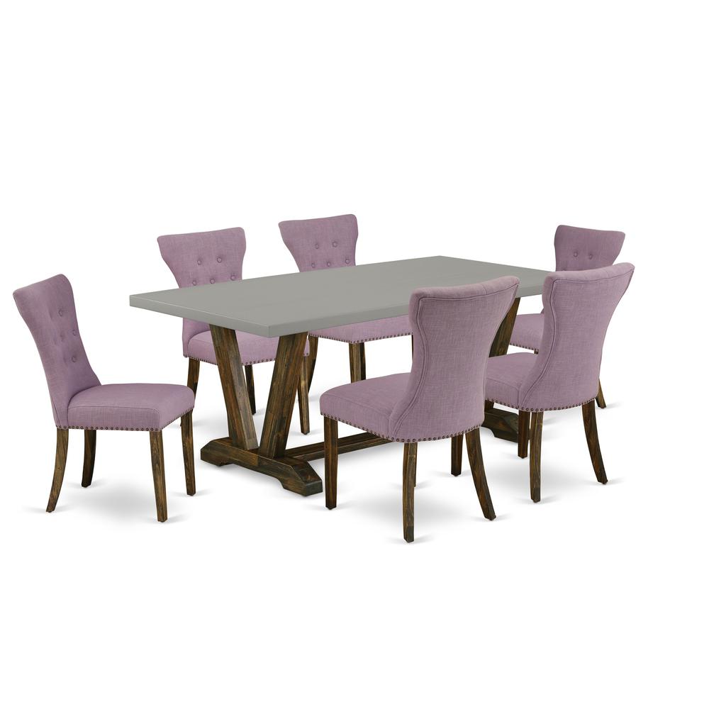 East West Furniture V797Ga740-7 - 7-Piece Modern Dining Table Set - 6 Parsons Dining Room Chairs and Rectangular Table Hardwood Structure. Picture 1