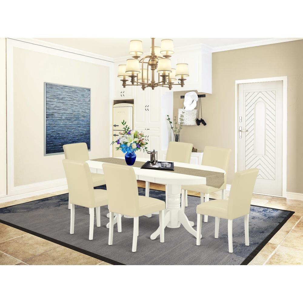 Dining Room Set Linen White, VAAB7-LWH-64. Picture 2