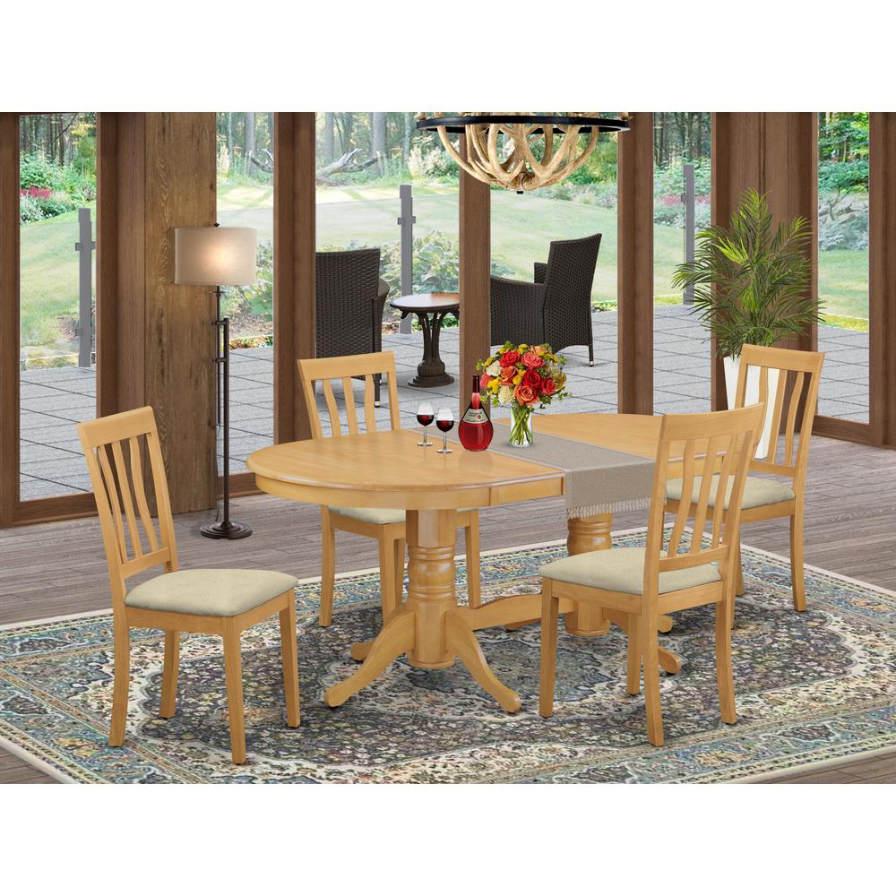 VAAN5-OAK-C 5 Pc Dinette Table set - Kitchen Table and 4 Kitchen Dining Chairs. Picture 2