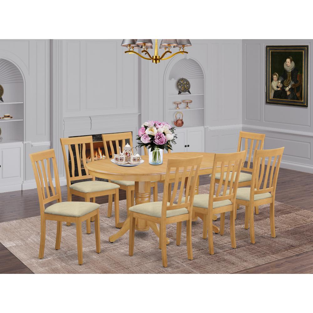 VAAN9-OAK-C 9 PC Dining room set - Kitchen dinette Table and 8 Kitchen Dining Chairs. Picture 2