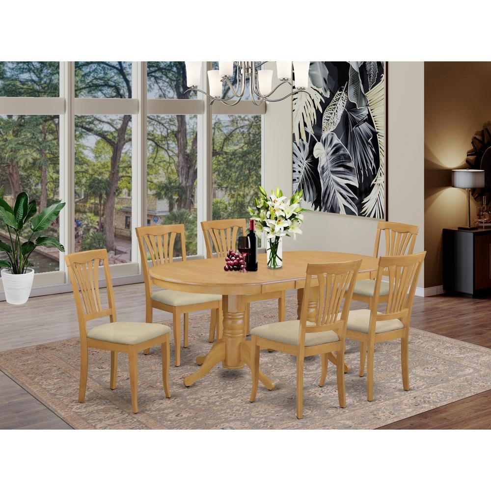 VAAV7-OAK-C 7 PC Dining room set-Oval Table with Leaf and 6 Dining Chairs. Picture 2