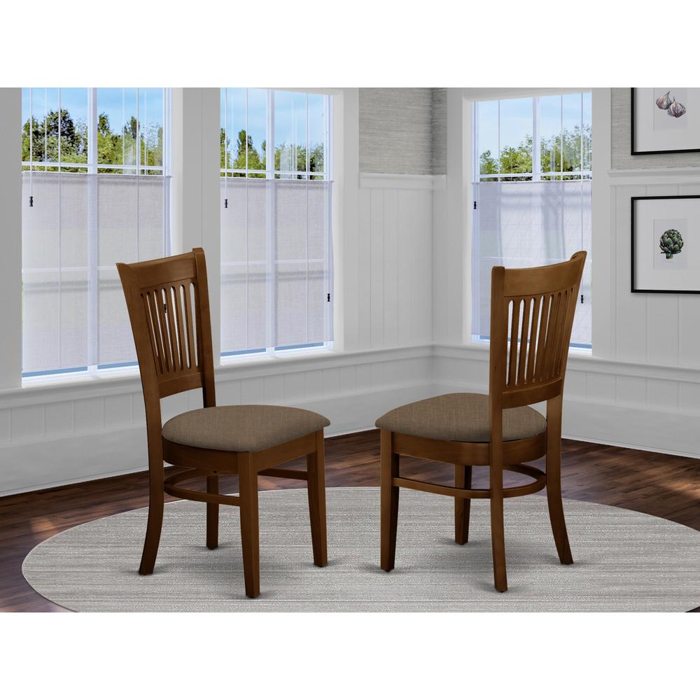VAC-ESP-C Vancouver Linen Fabric Seat Chairs for dining room - Espresso Finish. Picture 2