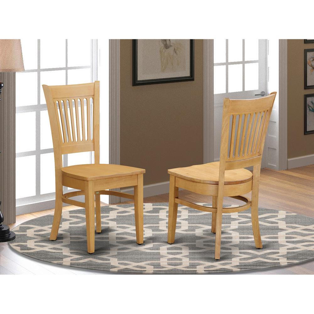East West Furniture DMVA5-OAK-W 5 Piece Dining Room Set - Oak Wood Dining Table and 4 Oak Wooden Dining Chairs for Dining Room with Slatted Back - Oak Finish. Picture 3