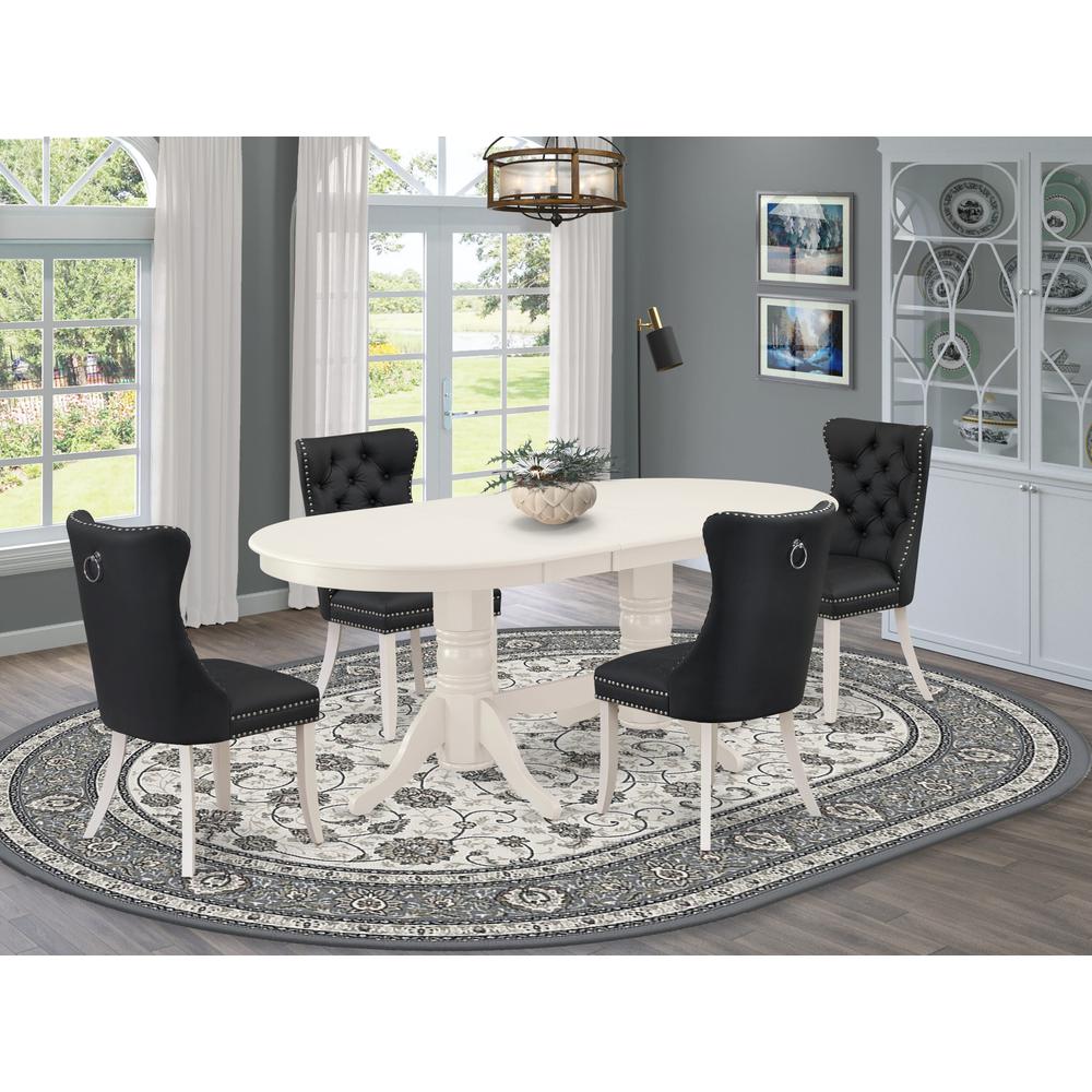 5 Piece Kitchen Set Contains an Oval Dining Table with Butterfly Leaf. Picture 7