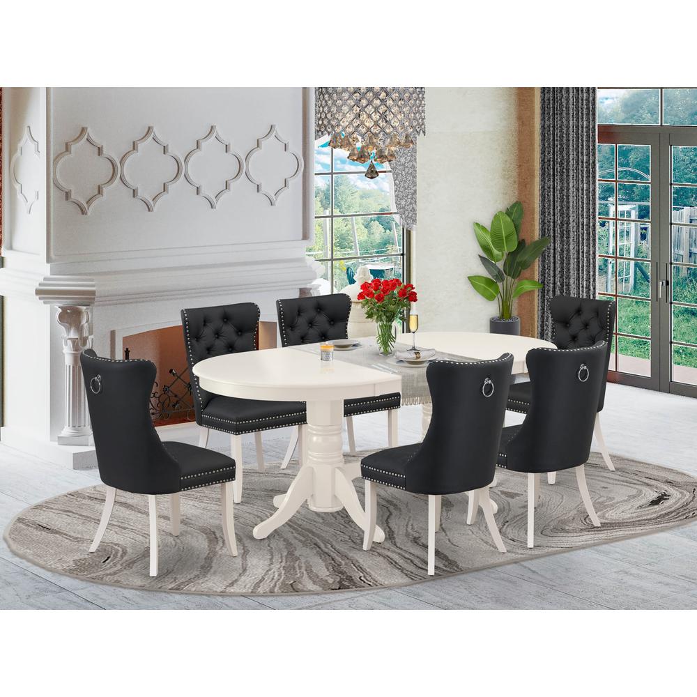 7 Piece Dining Set Consists of an Oval Kitchen Table with Butterfly Leaf. Picture 7