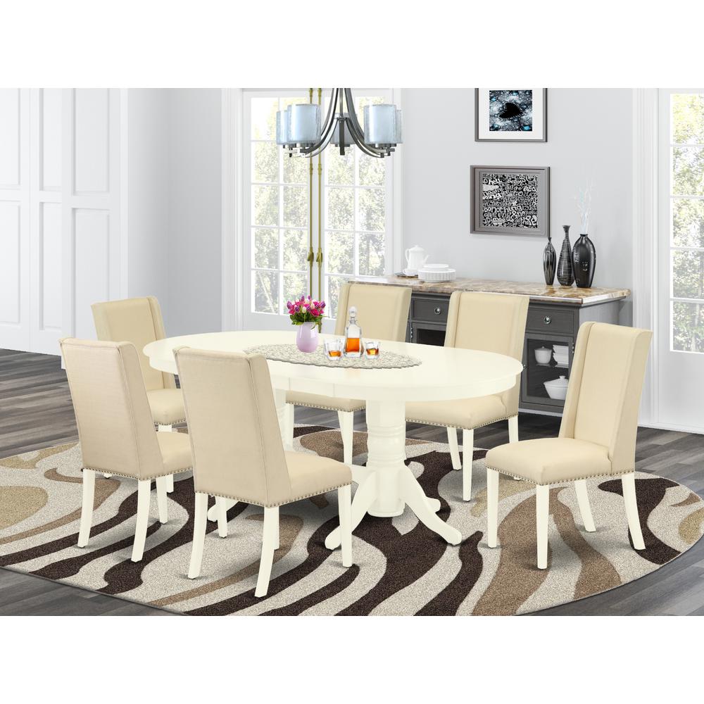 Dining Room Set Linen White, VAFL7-LWH-01. Picture 2
