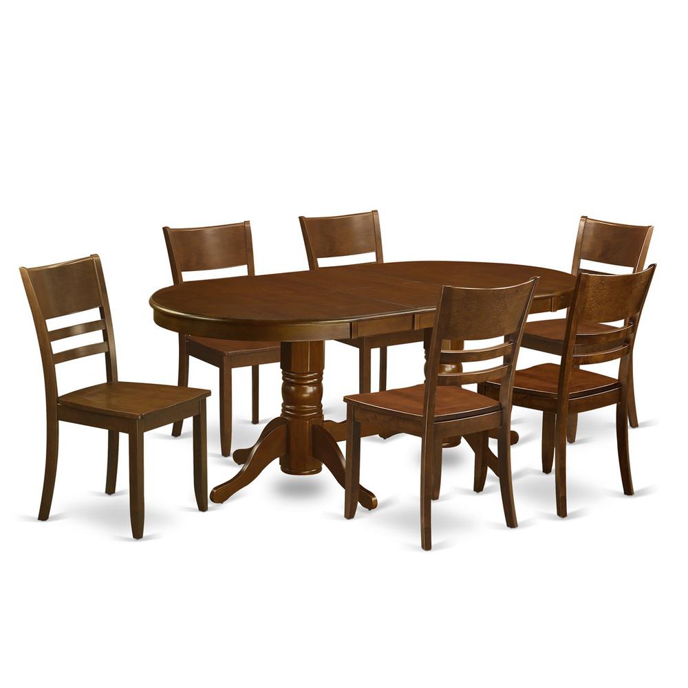 Pc  set  Vancouver  Table  with  a  17in  Leaf  and  6  Wood  Kitchen  Chairs  in  Espresso  .. Picture 2