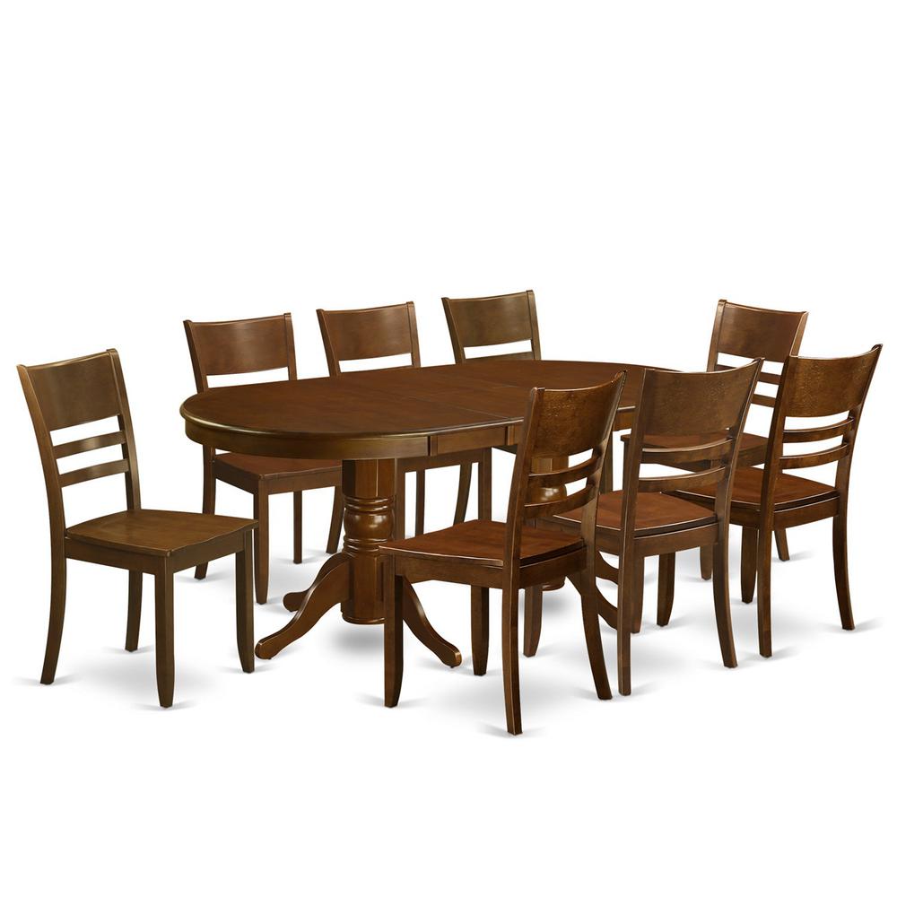9  Pc  set  Vancouver  Kitchen  Table  with  a  17in  Leaf  and  8  Upholstered  Seat  Chairs  in  Espresso  .. Picture 2