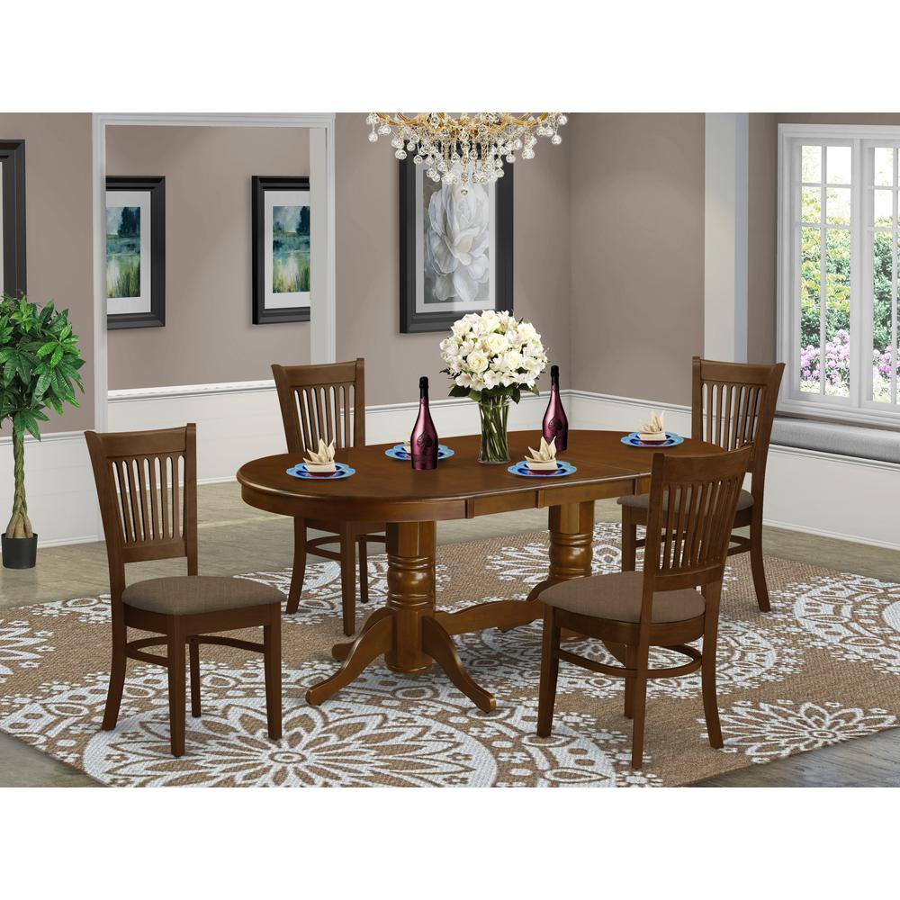 VANC5-ESP-C 5 Pc Dining room set for 4 Table with Leaf and 4 Kitchen Dining Chairs. Picture 2