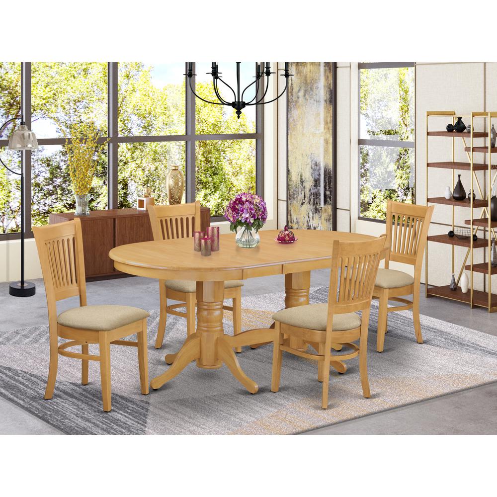 VANC5-OAK-C 5 Pc Dining room set Table with Leaf and 4 Chairs for Dining. Picture 2