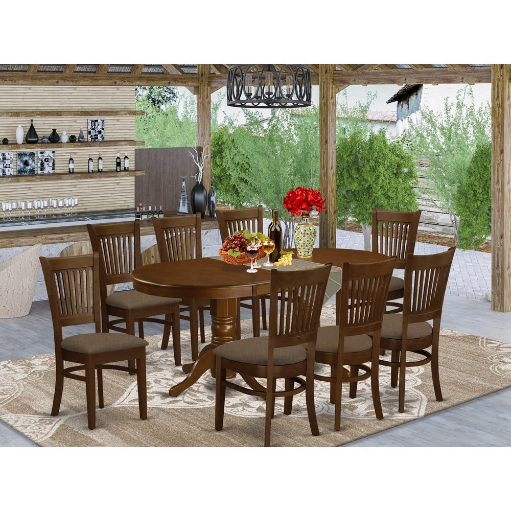 VANC9-ESP-C 9 Pc Dining room set for 8 Dining Table with Leaf and 8 Dining Chairs. Picture 2
