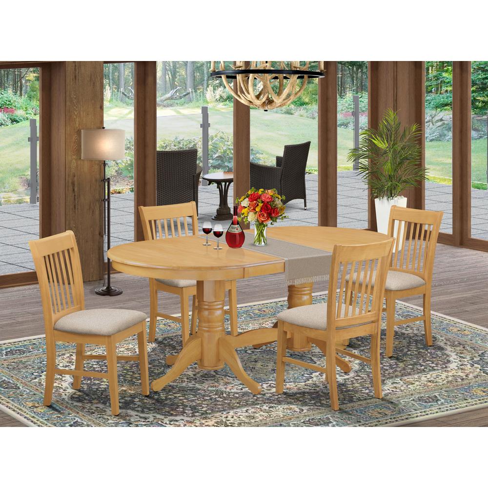 VANO5-OAK-C 5 Pc Table and Chairs set - Table and 4 Dining Chairs. Picture 2