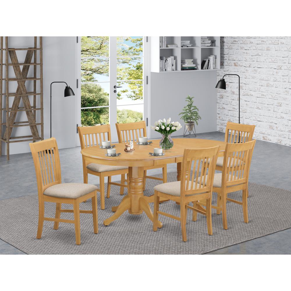VANO7-OAK-C 7 Pc Dinette set - Kitchen dinette Table and 6 dinette Chairs. Picture 2