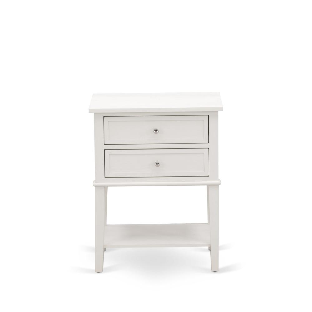 East West Furniture VL-0C-ET Small Night Stand with 2 Wooden Drawers, Stable and Sturdy Constructed - Wire brushed Butter Cream Finish. Picture 2