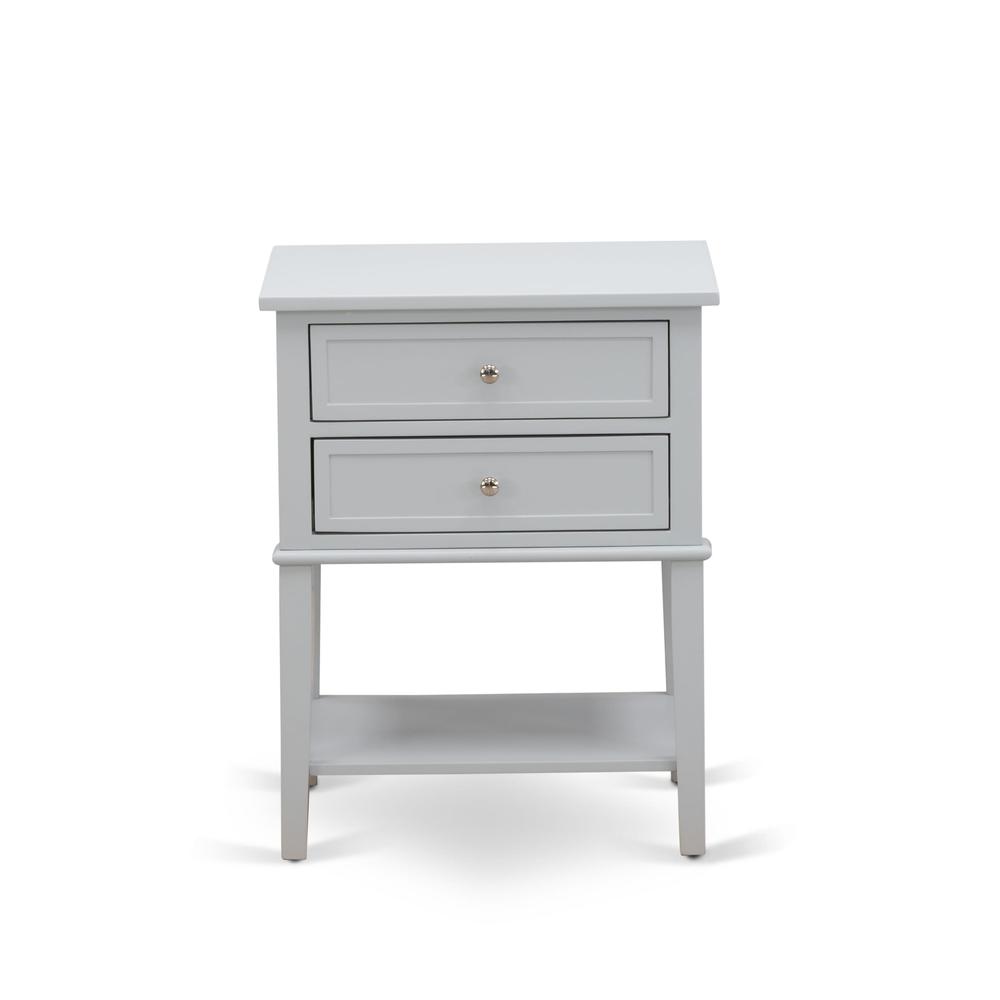 East West Furniture VL-14-ET Night stand For Bedroom with 2 Wood Drawers for Bedroom, Stable and Sturdy Constructed - Urban Gray Finish. Picture 3