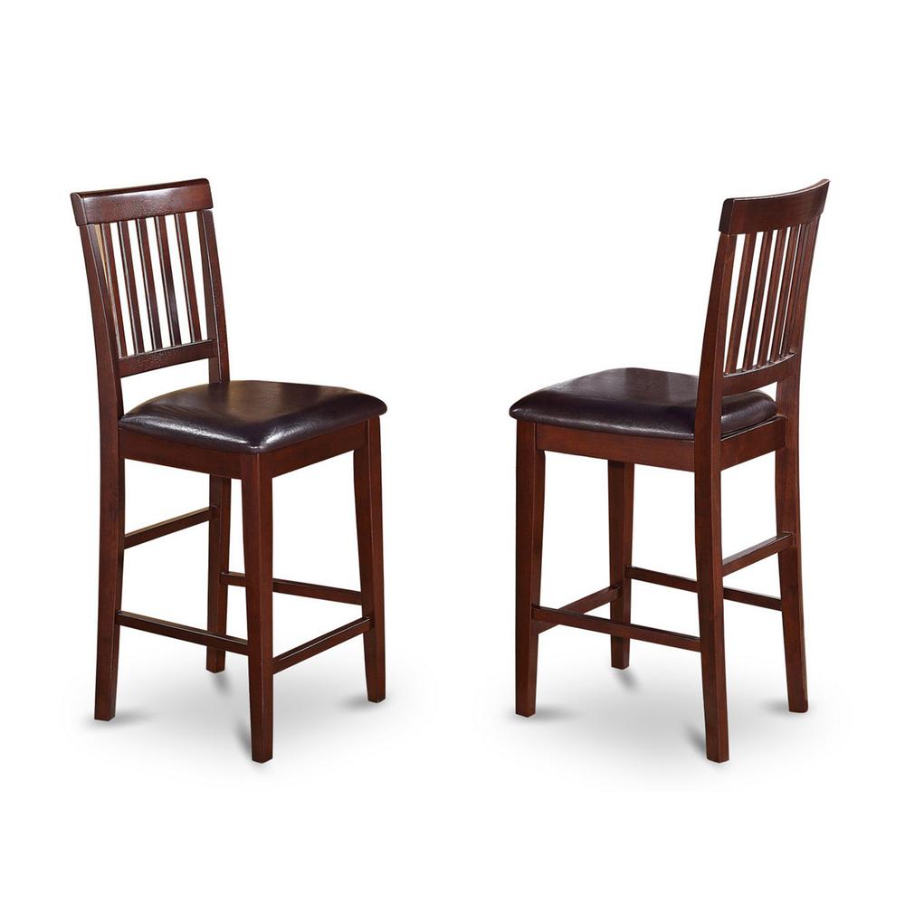 Vernon  Counter  Stools  with  Faux  Leather  Seat  -  Mahogany  Finish,  Set  of  2. Picture 2