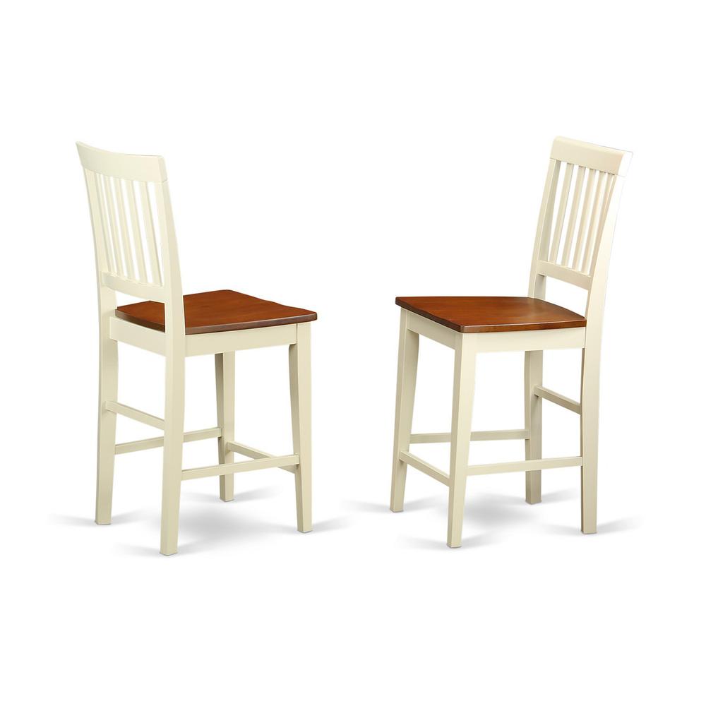 Vernon  Counter  Height  Stools    with  Wood  Seat  -  Buttermilk  &  Cherry  Finish.,  Set  of  2. Picture 2