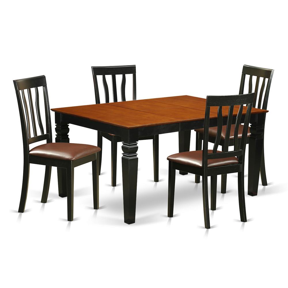 5  Pc  Dinette  set  with  a  Dinning  Table  and  4  Leather  Dining  Chairs  in  Black. Picture 2