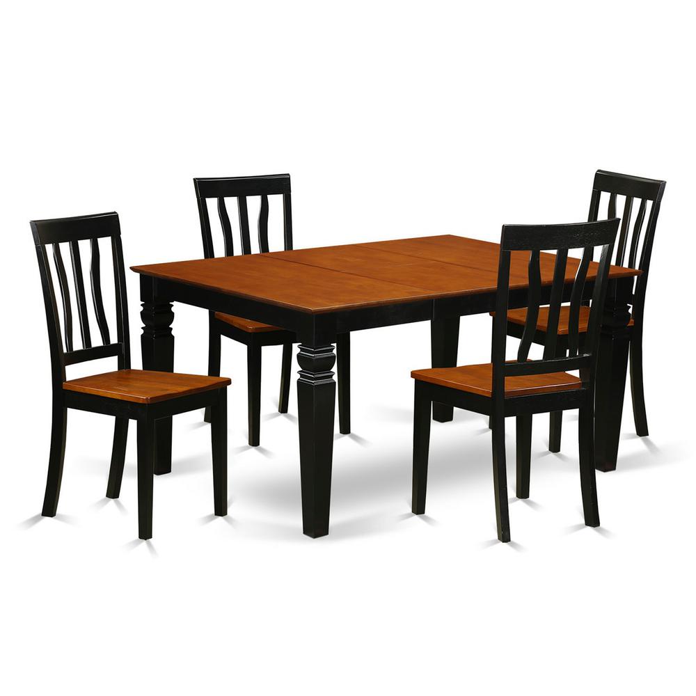 5  Pc  Kitchen  Table  set  with  a  Dining  Table  and  4  Wood  Kitchen  Chairs  in  Black. Picture 2