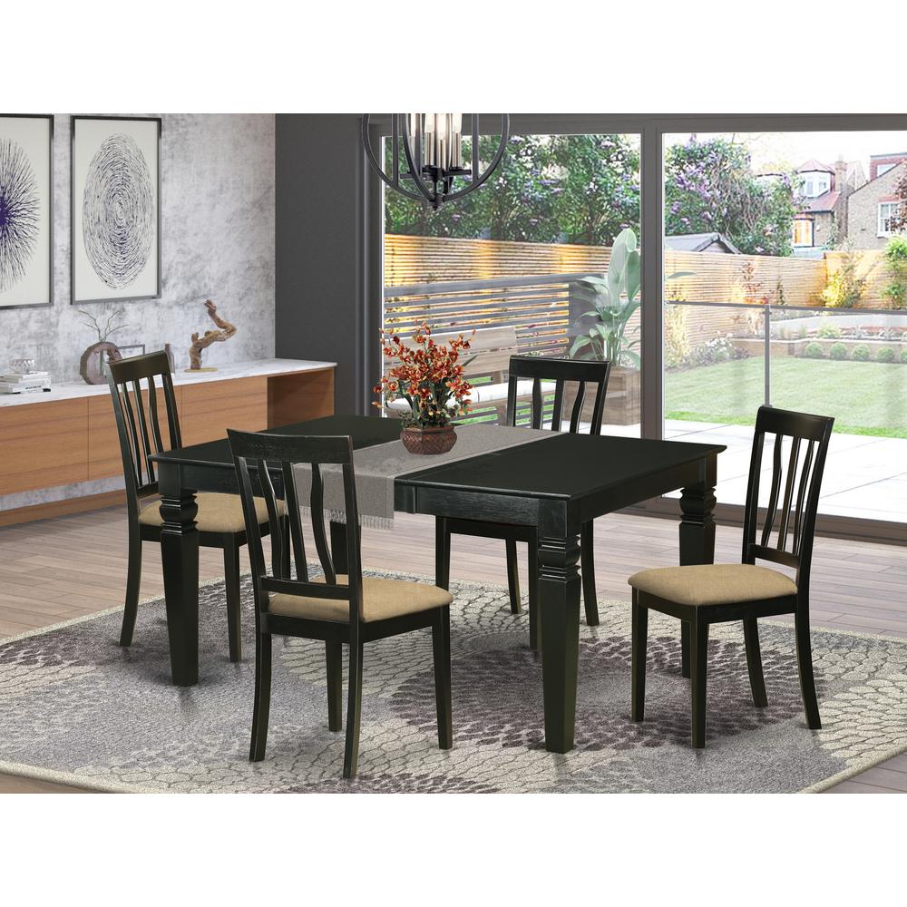 WEAN5-BLK-C 5 Pc dinette Table set - Kitchen dinette Table and 4 Kitchen Dining Chairs. Picture 2