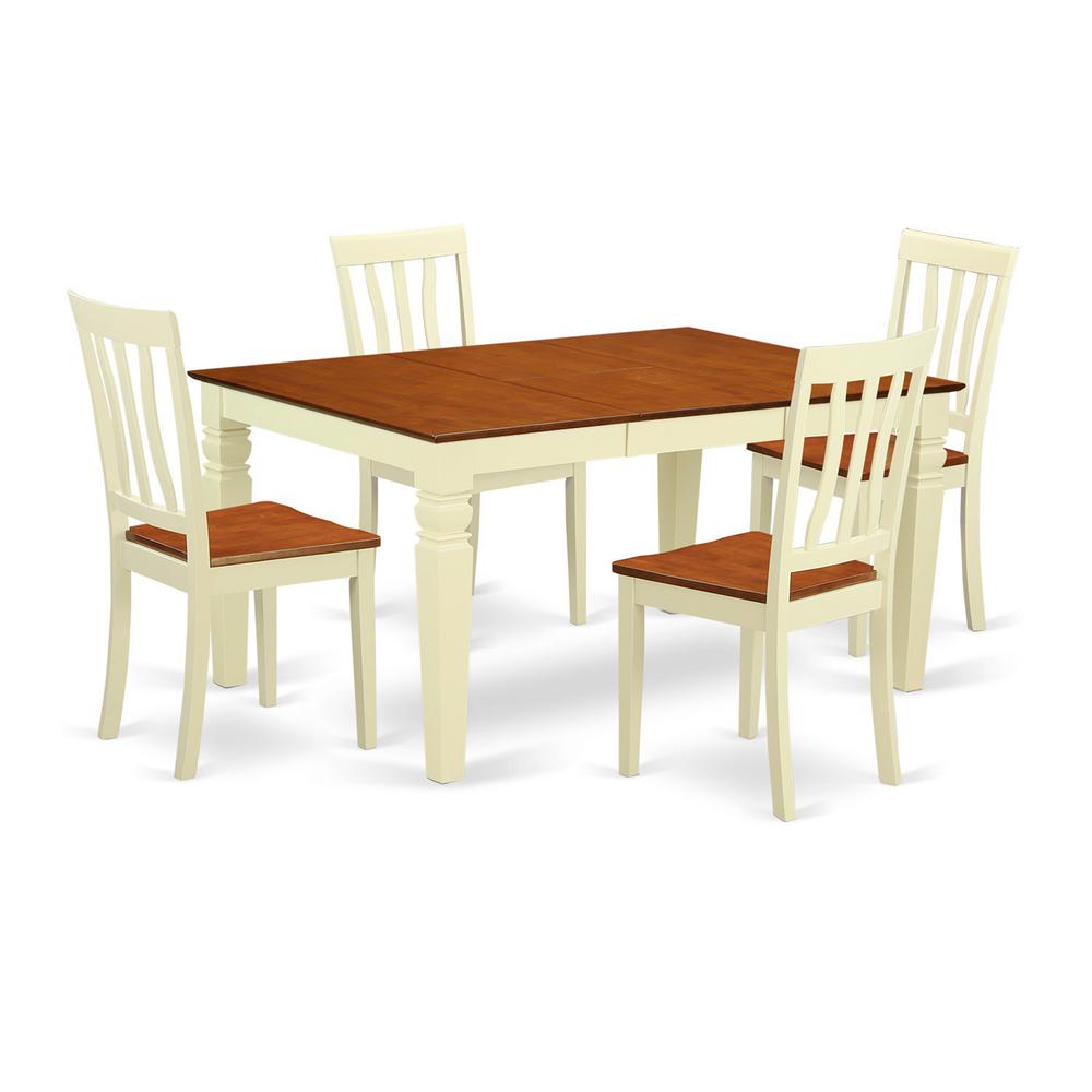 5  Pc  Kitchen  table  set  with  a  Dining  Table  and  4  Wood  Dining  Chairs  in  Buttermilk  and  Cherry. Picture 2