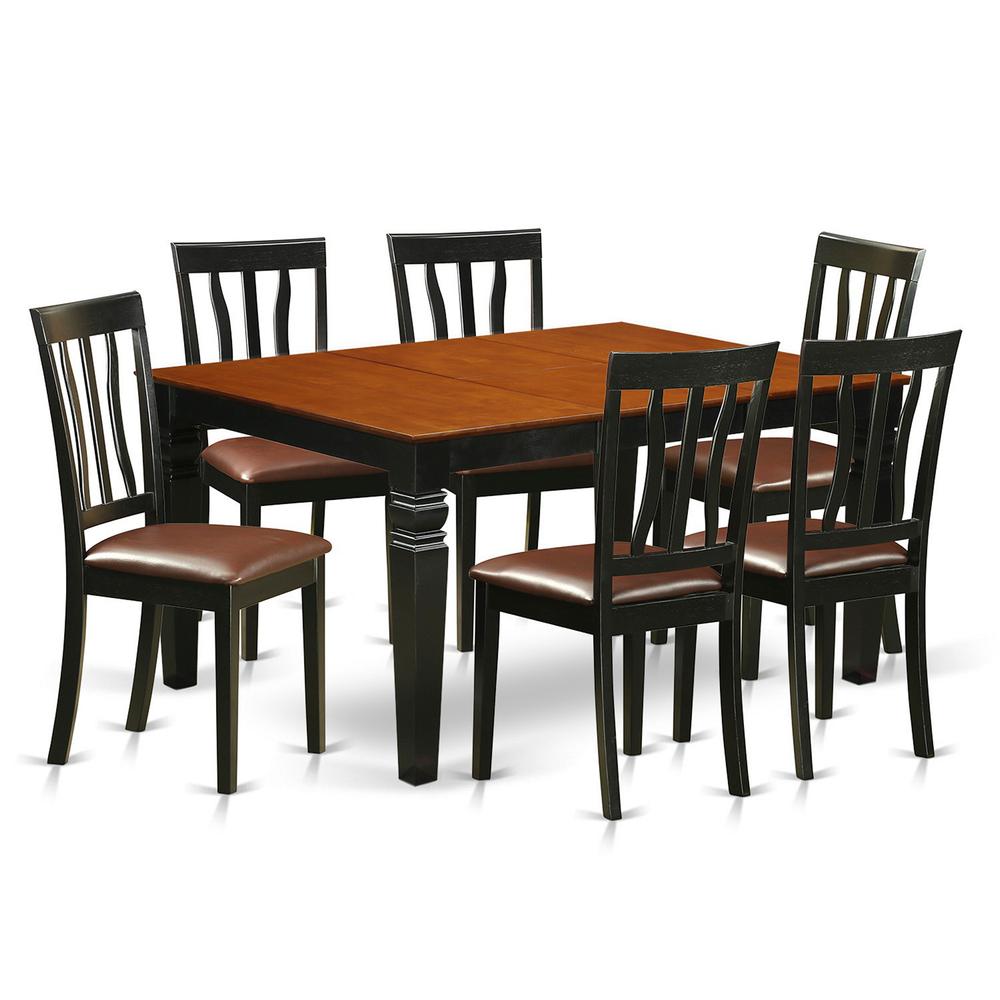 7  Pc  Kitchen  table  set  with  a  Dining  Table  and  6  Leather  Kitchen  Chairs  in  Black. Picture 2