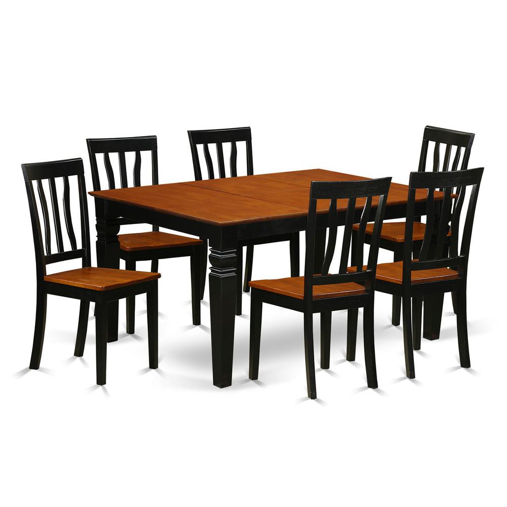 7  Pc  Kitchen  table  set  with  a  Kitchen  Table  and  6  Wood  Kitchen  Chairs  in  Black. Picture 2